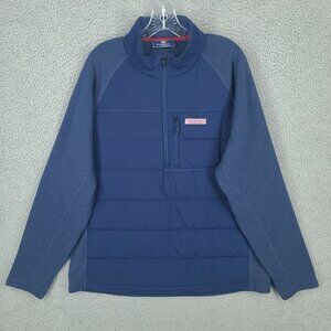 Vineyard Vines Jacket Mens Xl Blue 1/4 Zip Long Sleeve Puffer